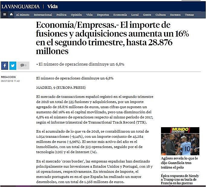 El importe de fusiones y adquisiciones aumenta un 16% en el segundo trimestre, hasta 28.876 millones